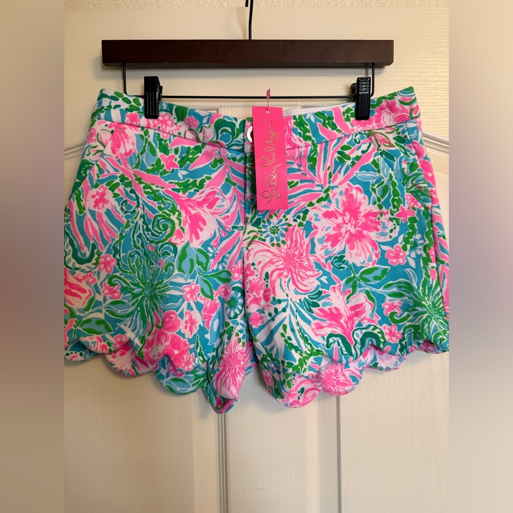 Lilly Pulitzer High Waist Floral Shorts - Pink, Green, and Blue